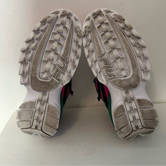 Fila Disruptor II 2 Premium Casual Athletic Shoe Glow Pink/Gold/Green Women Sz 7 - Picture 7 of 9
